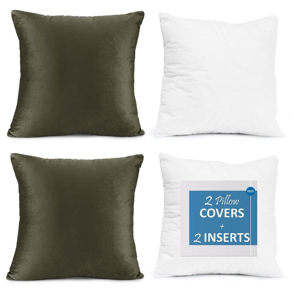 8845 Throw Pillow Inserts Pack of 2 with Velvet Soft Solid Decorative